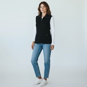 tabi - Black 100% Wool Vest - Size Large